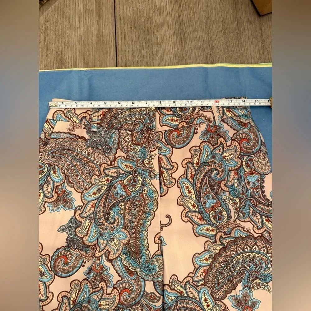 Express Paisley Wide-Leg Pants in Cream and Blue